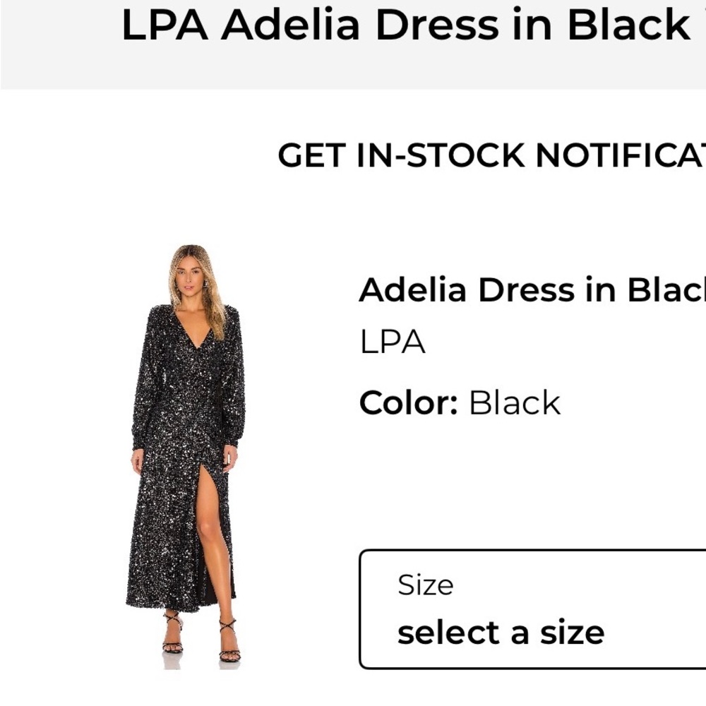 LPA Adelia Sequin Long-Sleeve Black Gown